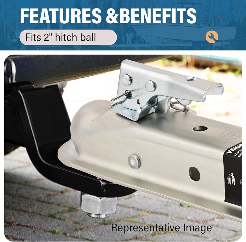 VEKINSE Straight Tongue (Zinc) Trailer Coupler with Hardware, Easy Remove Sticker and Instruction fit for 2" Channel, 2" Hitch Ball, 3,500 lbs, Silver - Image 5